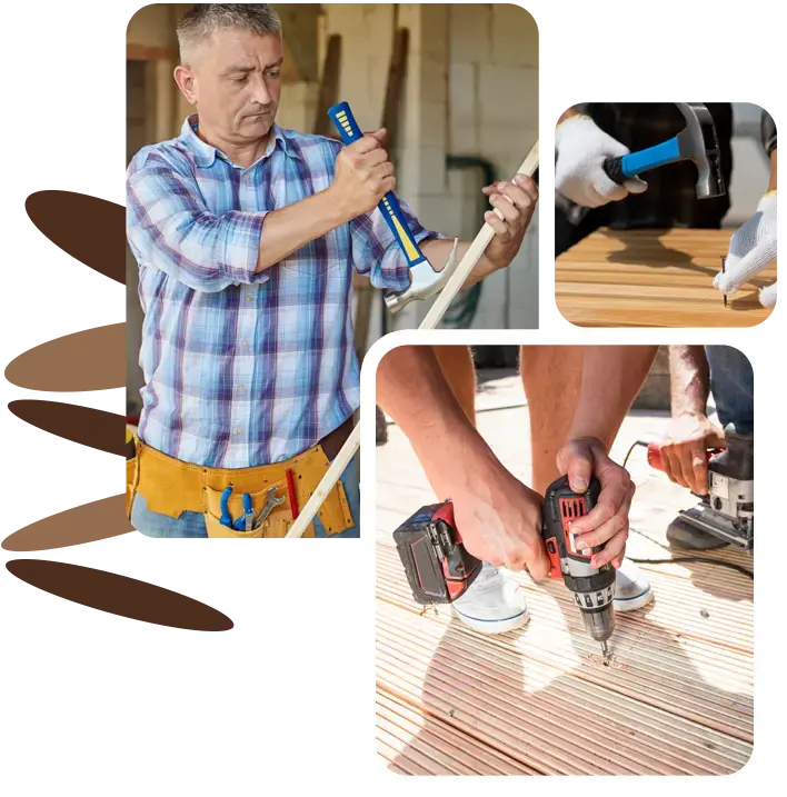 Guys do their job by the hummer and drill