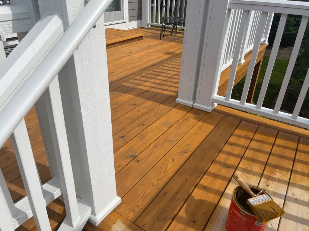 deck renovation in progress for painted deck