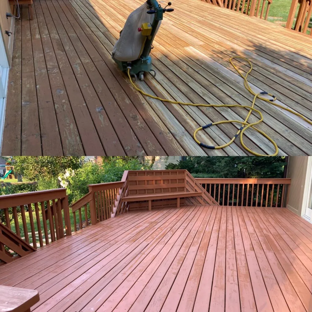 Repaired wooden deck