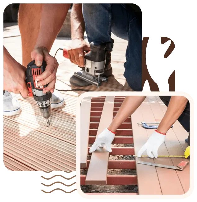 Mans do the new deck floor installation