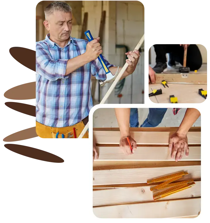 Deck builders do new deck with their equipment