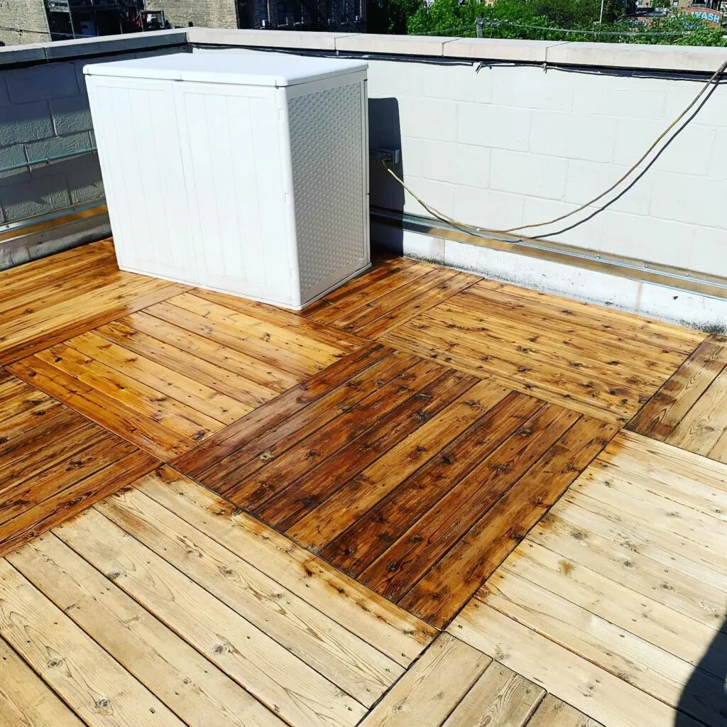 Stained wooden boards