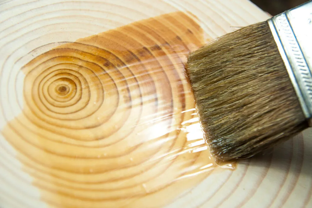 deck staining close up