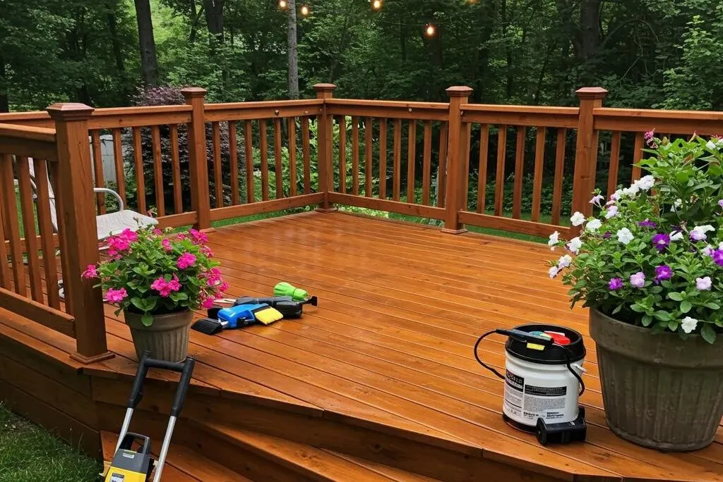 Beautifully restored wooden deck