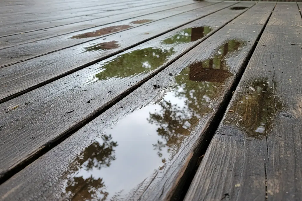 wet wooden deck in need of a deck restoration