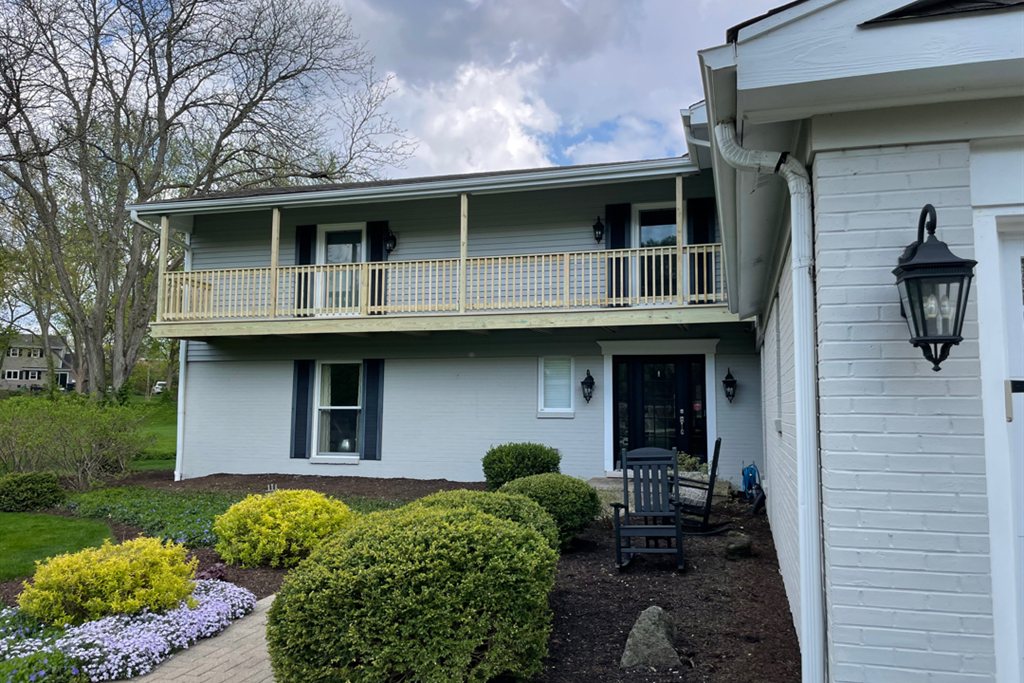 Repaired and refinished hardwood balcony deck in Chicago