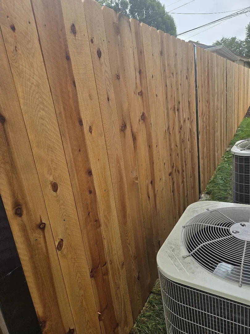 Washed cedar fence pickets drying and ready for sealer