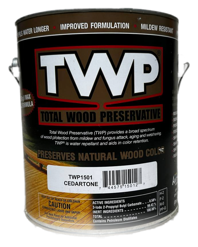 Gallon can of TWP 1500 Series Total Wood Preservative in Cedartone