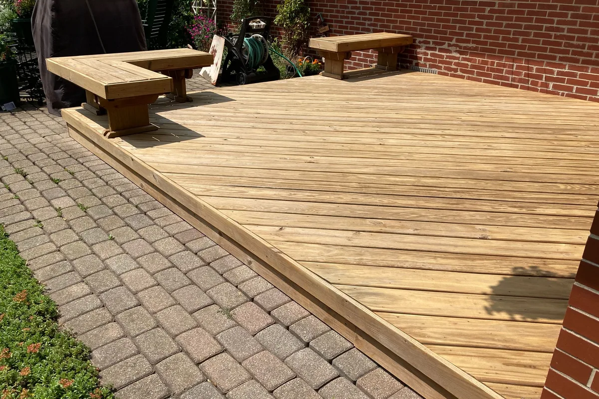Deck Staining before — 1280 Townline Rd Ste G, Mundelein, IL 60060, United States IL 2-story house