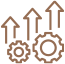 three arrows and two gears