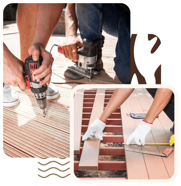 Mans do the new deck floor installation