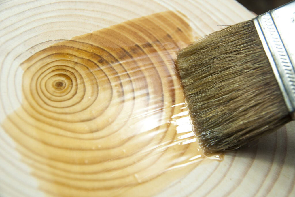 deck staining close up